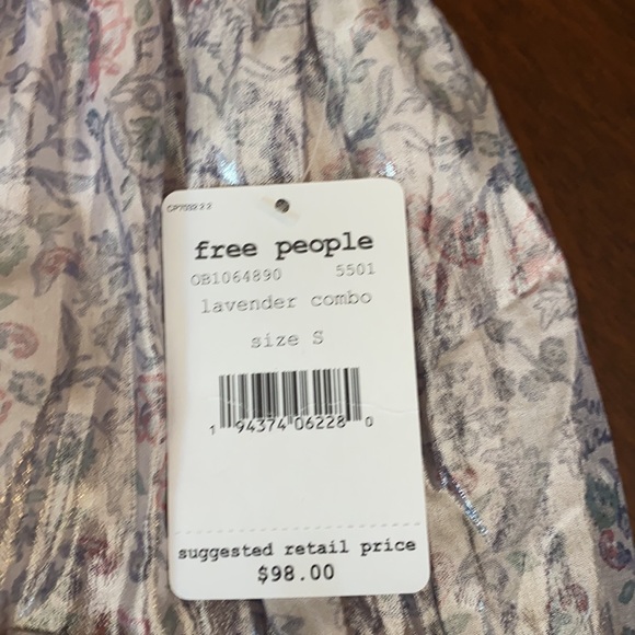 Free People Womens Bubble Skirt Metallic Floral - Lavender Combo - Picture 5 of 5
